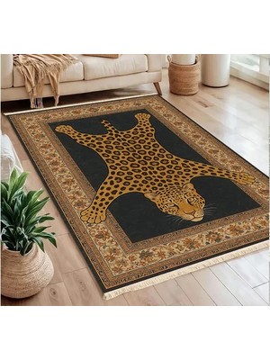 Vivense Leopar Vintage Baskılı Dokuma Taban Halı, 301 Yng, 150X230 cm