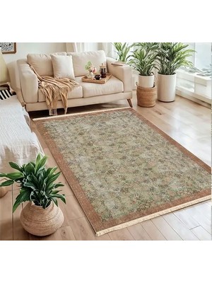 Vivense Vintage Desenli Bej Etnik Kilim Dokuma Taban Halı, 322 Yng, 120X180 cm