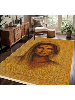 Vivense Etnik Portre Desenli Halı, Kilim Dokuma Taban Halı, 323 Yng, 80X150 cm