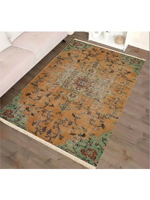Vivense Vintage Madalyon Desenli Bej Etnik Kilim Dokuma Taban Halı, 324 Yng, 150X230 cm