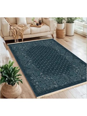 Vivense Etnik Denge Mavi Baskılı Dokuma Taban Halı, 293 Yng, 80X150  cm