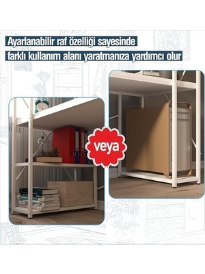 TeknoKapsül CLM108 Beyaz Metal Ki̇taplikli Çalişma Masasi
