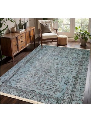 Vivense Vintage Mavi Etnik Kilim Dokuma Taban Halı, 320 Yng, 80X150 cm