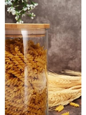 TeknoKapsül 43463 Bamboo Ahşap Kapaklı Cam Kavanoz, Şeffaf, 1.48 Litre