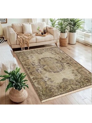 Vivense Bej Madalyon Vintage Kilim Dokuma Taban Halı, 319 Yng, 150X230 cm