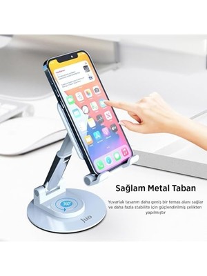 TeknoKapsül Katlanabilir 360 Derece Dönen Masaüstü Telefon Standı Beyaz