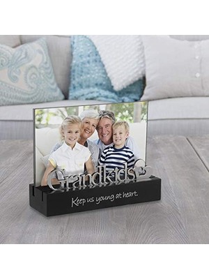 TeknoKapsül International Designs Grandkids Masaüstü Ifadesi Gümüş Kelime Eklentisi Resim Çerçevesi, 4x6, Siyah