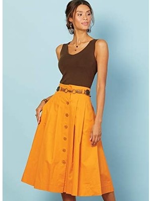 TeknoKapsül Mccall's Pattern Kadın Diz Boyu Pileli Etek, Bedenler 14-22 Dikiş Deseni
