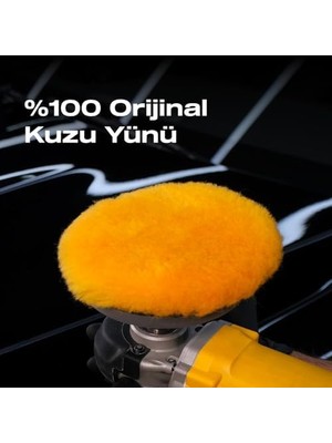 TeknoKapsül Kuzu Yünü Polisaj Keçesi/pedi Lite-Ağır Çizik GIDERICI-150MM-KUZU Postu Araç Pasta Cila Keçesi