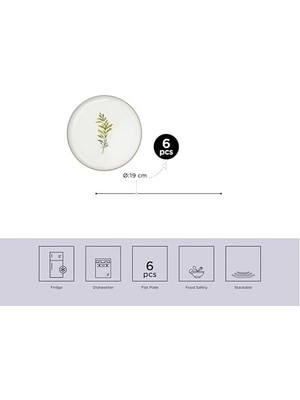 TeknoKapsül Porselen 6 Kişilik 19 cm Pasta Takımı