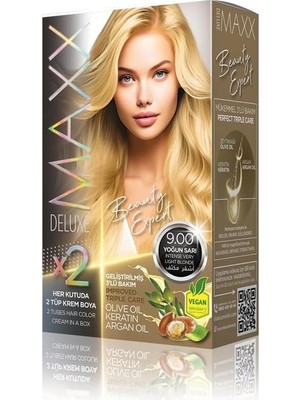 TeknoKapsül Maxx Deluxe Beauty Expert Hair Color (Kerati̇n)'li̇ 1 Kutu (2 x 50 Ml) (Yoğun Sarı 9.00)