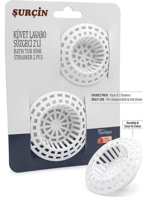 TeknoKapsül 2'li Küvet Lavabo Süzgeci Seti - Farklı Boylarda Tıkanıklık Önleyici Plastik Lavabo Filtresi