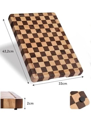 TeknoKapsül Doğal Akasya Ahşap Kesme Tahtası 43X33 cm – Kaydırmaz Tabanlı, Profesyonel Servis & Sunum Tahtası