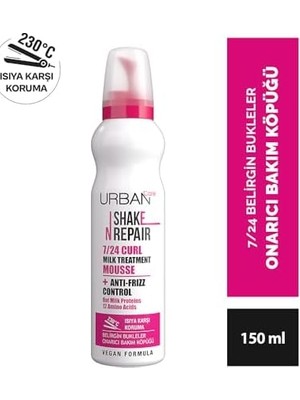 TeknoKapsül Care Shake N Repair 7/24 Kabaran Bukleli Saçlara Özel Saç Bakım Köpüğü, 150 Mililitre, Vegan