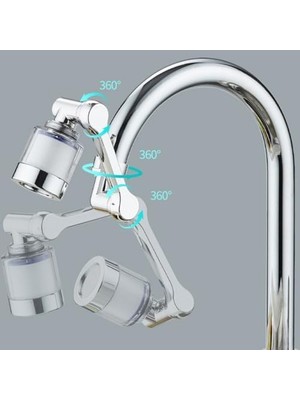TeknoKapsül 1080 Derece Dönebilen Robotik Kol Musluk Başlığı, Krom Kaplama, Modern, Lavabo Uzatma Aparatı (Filt