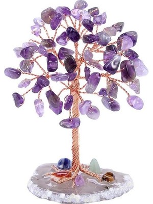 TeknoKapsül Ametist “yaşam Ağacı” Kristal Bonsai – Doğal Taş Dekor | El Yapımı Tel Ağaç Meditasyon & Ofis Masaü