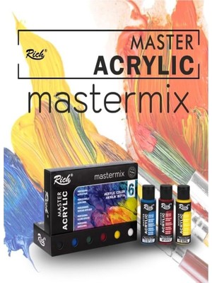 TeknoKapsül Mastermix Akrilik Boya 12 Renk 60 ml 1 Paket Pastel Renkler Akrilik Boya 12 Li Profesyonel Tuv