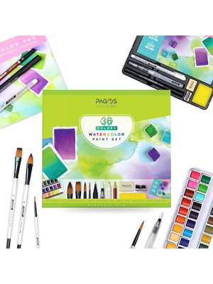 TeknoKapsül Sulu Boya Seti, Profesyonel 36 Sabit Pigment Boyama Kutusu, Yüksek Pigmentasyon, Sanatçılar, Öğrenc