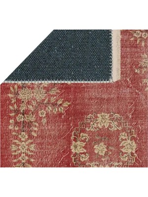 Vivense Vintage Kırmızı Çiçek Desenli Dekoratif Dokuma Taban Halı, 335 Yng, 120X180 cm