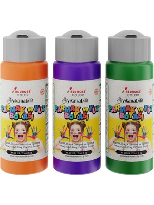 TeknoKapsül Yeşil, Mor, Turuncu Parmak Boyası 3'lü Set 3X60 ml