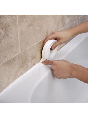 TeknoKapsül Sızdırmaz Derz Bandı 3.2 M Banyo Küvet Mutfak Lavabo Beyaz Su Sızdırmaz Bant Su Geçirmez Kenar Band