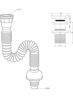 TeknoKapsül Basmalı Beyaz Seramik Başlıklı Lavabo Sifonu KSF103-W