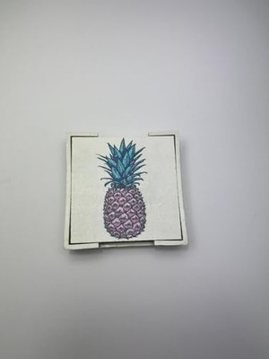 TeknoKapsül 6’lı Ahşap Bardak Altlığı Seti (Kutulu - Ananas Desenli)