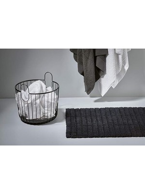 TeknoKapsül Tiles Banyo Paspası, Pamuk Banyo Halısı, 80 x 50 Cm, Gull Grey
