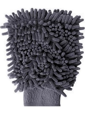 TeknoKapsül Microlüks Şönil Mikrofiber Oto Yıkama Eldiveni, Gri Renk, 20 x 24 Cm.