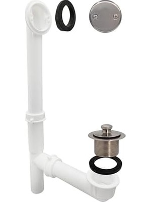 TeknoKapsül Westbrass 597244-07 Beyaz 1-1/2 Inç Boru Şeklinde Çekme Boşaltma Banyo Atıkı, Nikel
