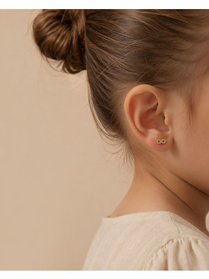 Sarezza Gold 14 Ayar Altın Beyaz Taşlı Sonsuzluk Küpe
