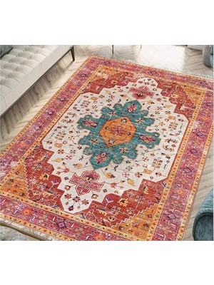Vivense Vintage Renkli Desenli Halı, Etnik Kilim Dokuma Taban Halı, 326 Yng, 80X200 cm