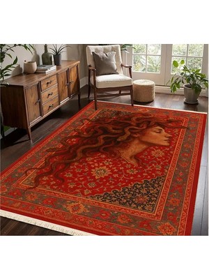 Vivense Kırmızı Medusa Vintage Dokuma Taban Halı, 360 Yng, 80X150 cm