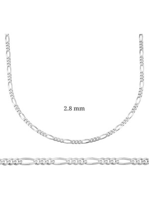 Fumeyabi 2.8 mm Gümüş Figaro Zincir - 0.80 Mikron