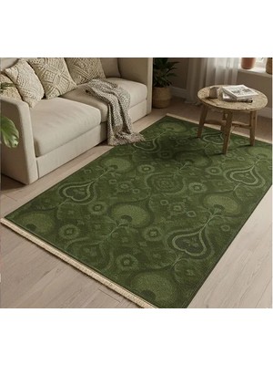 Vivense Yeşil Sonbahar Bahçesi Vintage Dokuma Taban Halı, 368 Yng, 80X200 cm