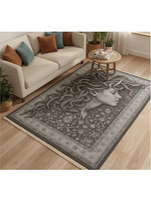 Vivense Monokrom Medusa Vintage Dokuma Taban Halı, 361 Yng, 80X300 cm