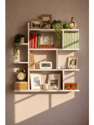 Rafixa Asimetrik Kanatlı Duvar Rafı Modern Kitaplık ve Dekoratif Obje Standı