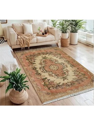 Vivense Şeftali Çiçeği Vintage Dokuma Taban Halı, 382 Yng, 100X150 cm