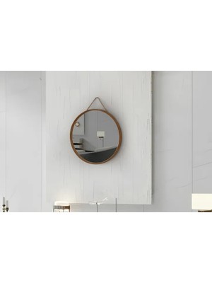 Vivense Mirora Yuvarlak Dekoratif Duvar Aynası, Meşe, 48 cm