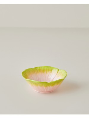 English Home Flowerella 11 cm Pembe - Yeşil Dolomite Çerezlik, Sofra için Estetik ve Fonksiyonel Seçim