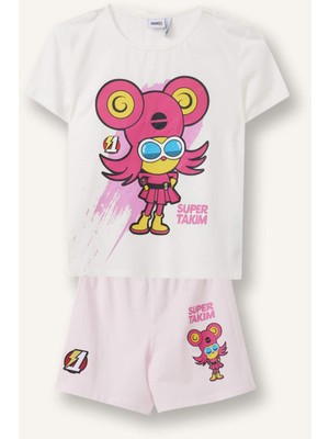 DeFacto Süper 1 Takım Lisanslı 2'li Beyaz Pijama Takımı Kız Çocuk H7996A826SM