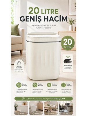 Eco Lounge Hareket Sensörlü Büyük 20L Çöp Kovası Uv Işıklı