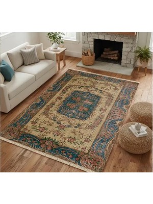 Vivense Hünkar Mavisi Vintage Dokuma Taban Halı, 401 Yng, 180X280 cm