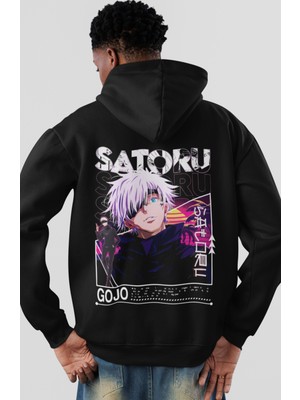 Sevbano Gojo Satoru Jujutsu Kaisen Anime Sırt Baskılı Unisex Oversize Penye Hoodie