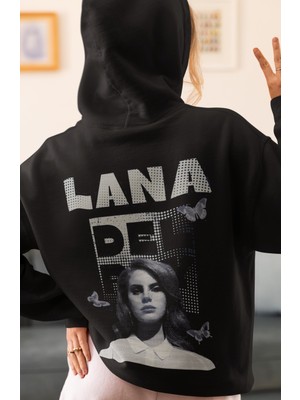 Sevbano Lana Del Rey Şarkıcı Sırt Baskılı Unisex Oversize Penye Hoodie