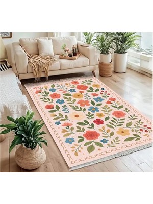 Vivense Pudra Çiçek Vintage Dokuma Taban Halı, 417 Yng, 150X230 cm