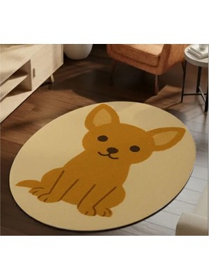 Vivense Hardal Köpek Desenli Oval Dokuma Taban Halı, 436 Yng, 150X230 cm