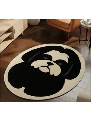 Vivense Siyah Hayvan Desenli Oval Dokuma Taban Halı, 438 Yng, 150X230 cm
