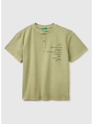United Colors Of Benetton Haki Erkek Çocuk Işlemeli T-Shirt 3PCMC10TO
