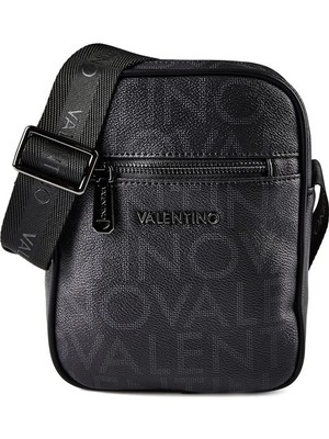 Valentino Siyah Erkek Postacı Çantası Kıng Re